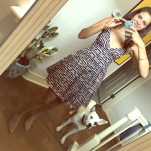 AQUA navy and cream summer dress